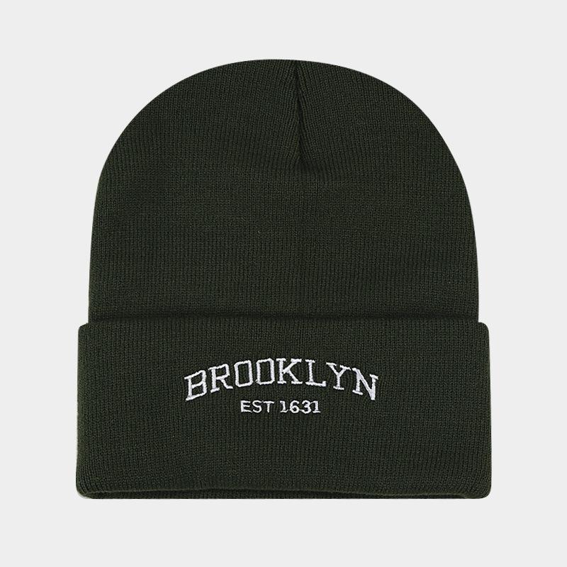 Men's and women's street trend letter embroidery knitted hat casual versatile loose outdoor cold hat big head circumference hat