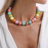 N13167 Colorful Beaded Necklace: Cute Bohemian Handmade Clavicle Chain