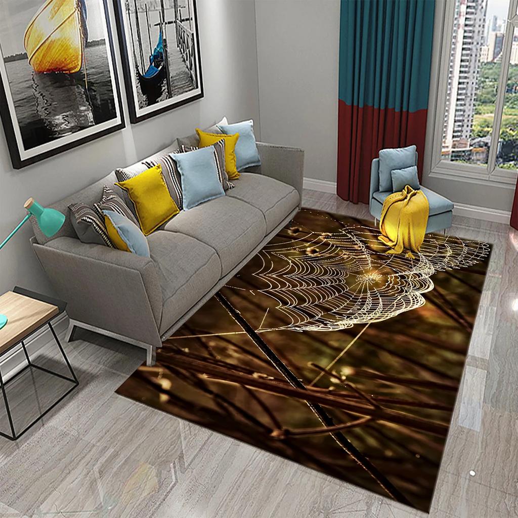 Halloween Horror Spider Web Carpet Teens Bedroom Living Room Large Decor Carpet Kitchen Bathroom Anti-Slip Door Mat Floor Mats