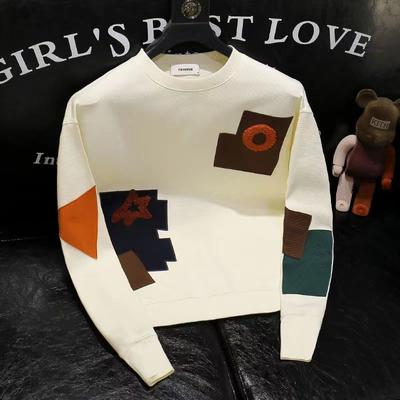 New Men's Round Neck Long Sleeved Embroidered Sweatshirt for Autumn and Winter Trendy Stylish and Handsome Ins Outer T-shirt Top