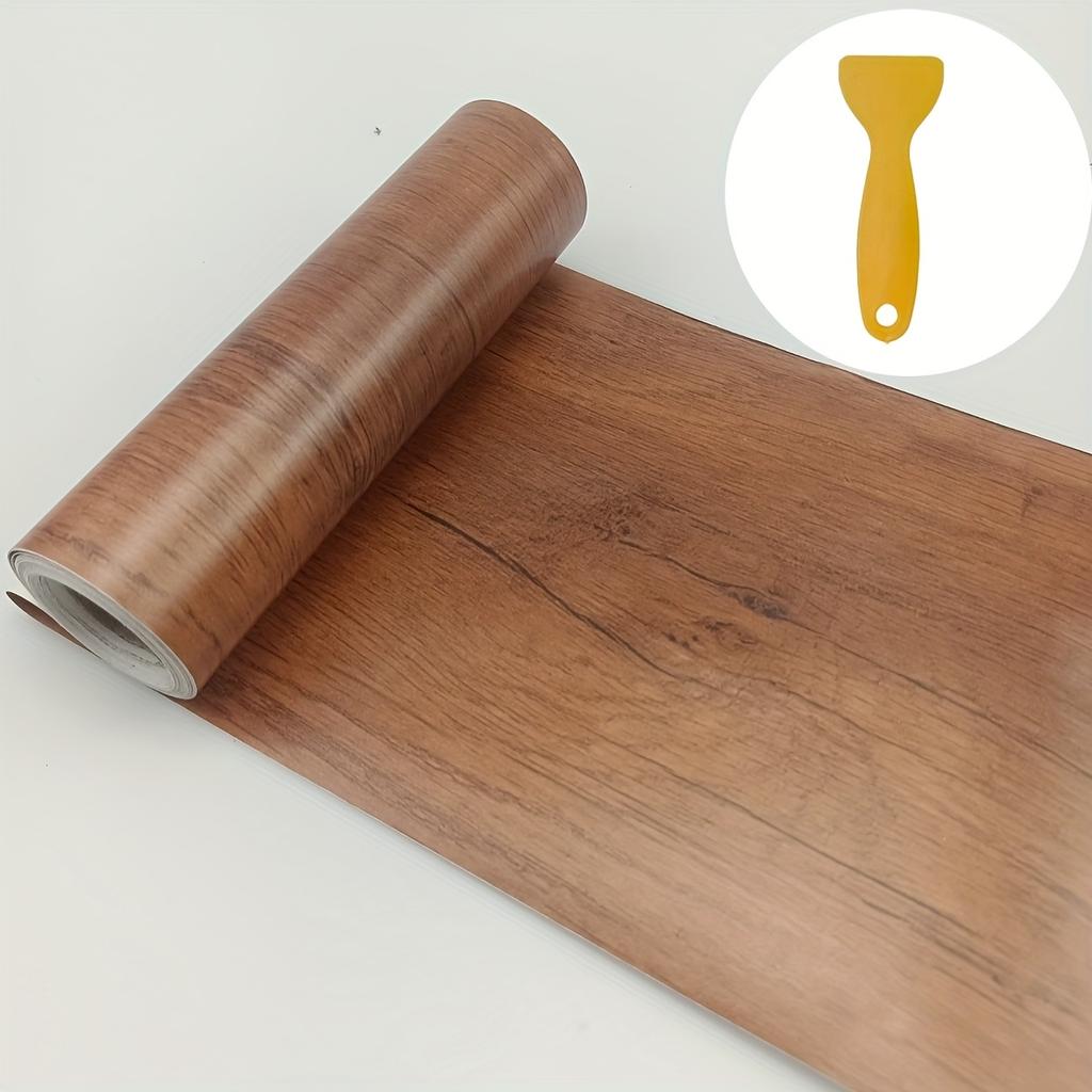 1Pc 5m/196.85in Self-adhesive Wood Grain Door Frame Decorative Stickers Wood Grain Skirting Waistline Home Decor Wall Stickers