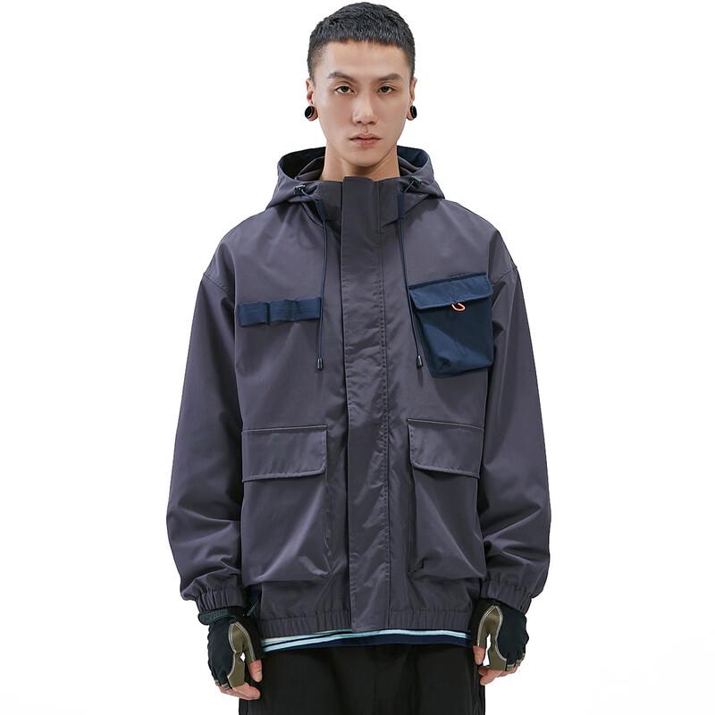 OVERPROTECTION OP Men s Hooded Multi-Pocket Jacket L