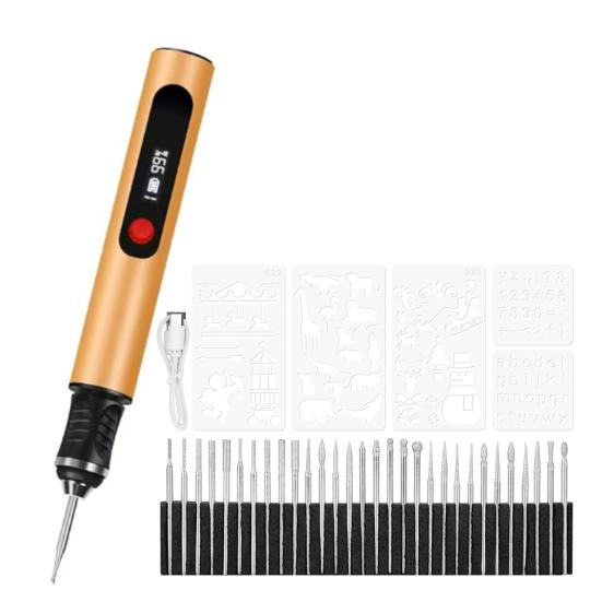 

Полірувальна ручка Бездротовий роторний інструмент Наддовгий час роботи Швидка зарядка через USB-C Міні-гравірувальний полірувальний інструмент Ювелірні вироби Дерево Метал Манікюрний дизайн DIY Ремесла золотистий
