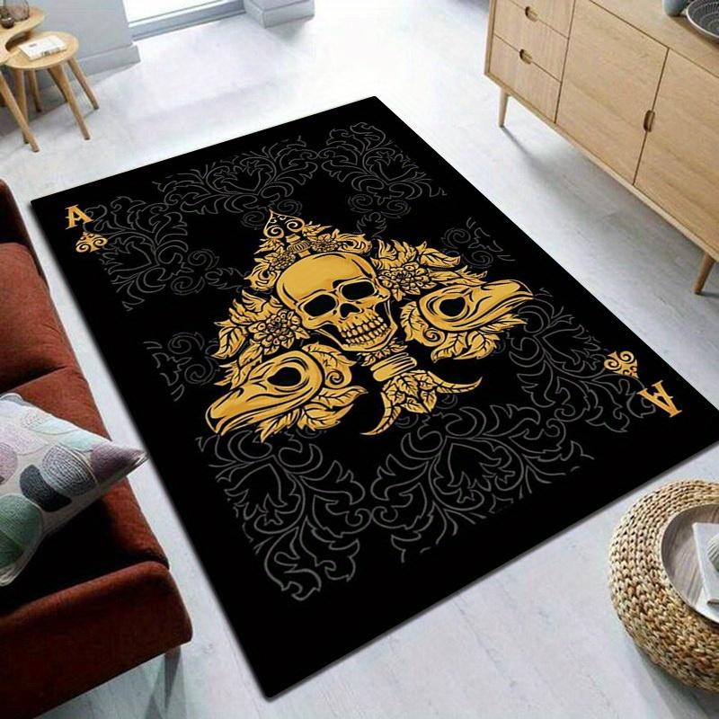 800 Grams Per Square Meter Crystal Velvet Carpet with Poker Card Pattern,Featuring Spades Design. This Non-Slip Mat Is Suitable for Living R