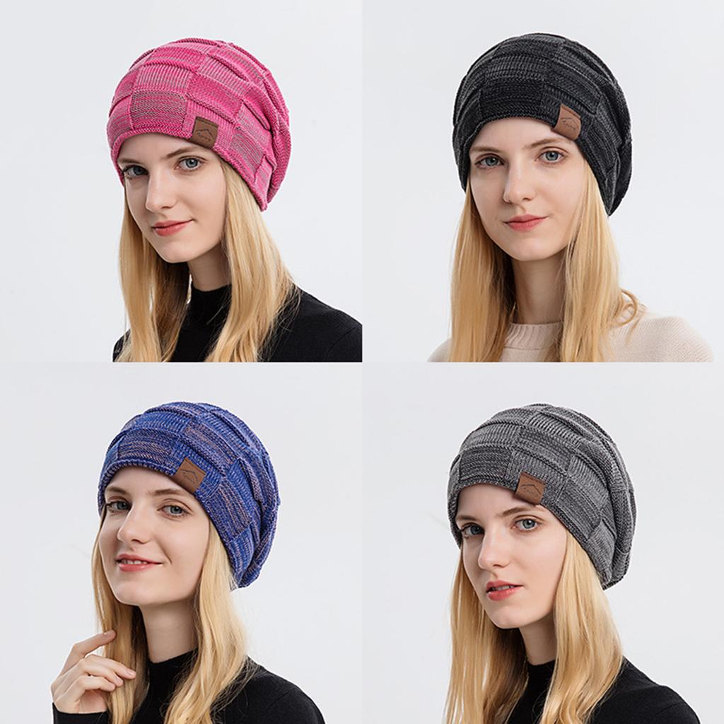 Winter Teenagers Beanie Hat Slouchy Plush Liner Hat Checkered Pattern Hat Adult Winter Shopping Taking Photo Supplies