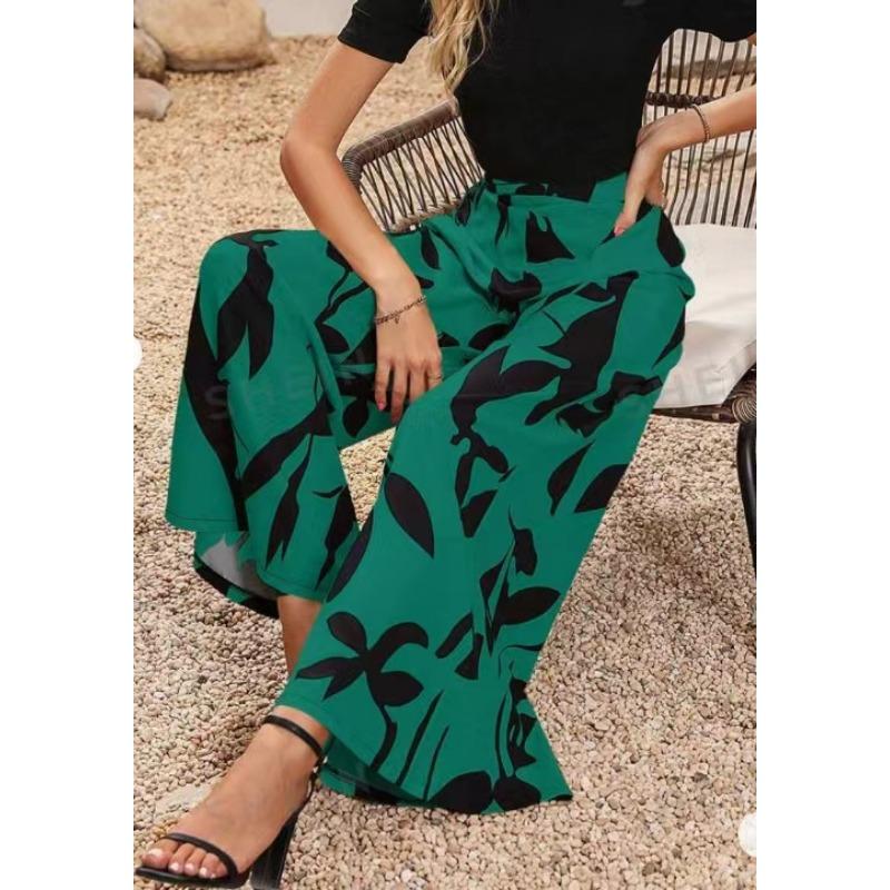 Women's Street Trousers New Spring Summer Fashion Printed High Waist Straight Casual Wide Leg Pants Loose Harem Pants