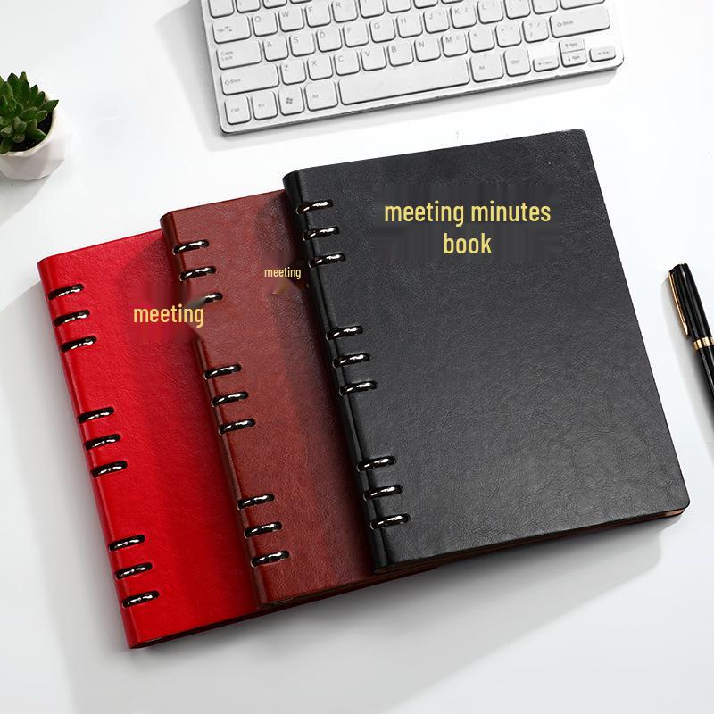 A4 Loose-leaf Meeting Notebook - Business Notepad for Minutes & Work Plan Notes