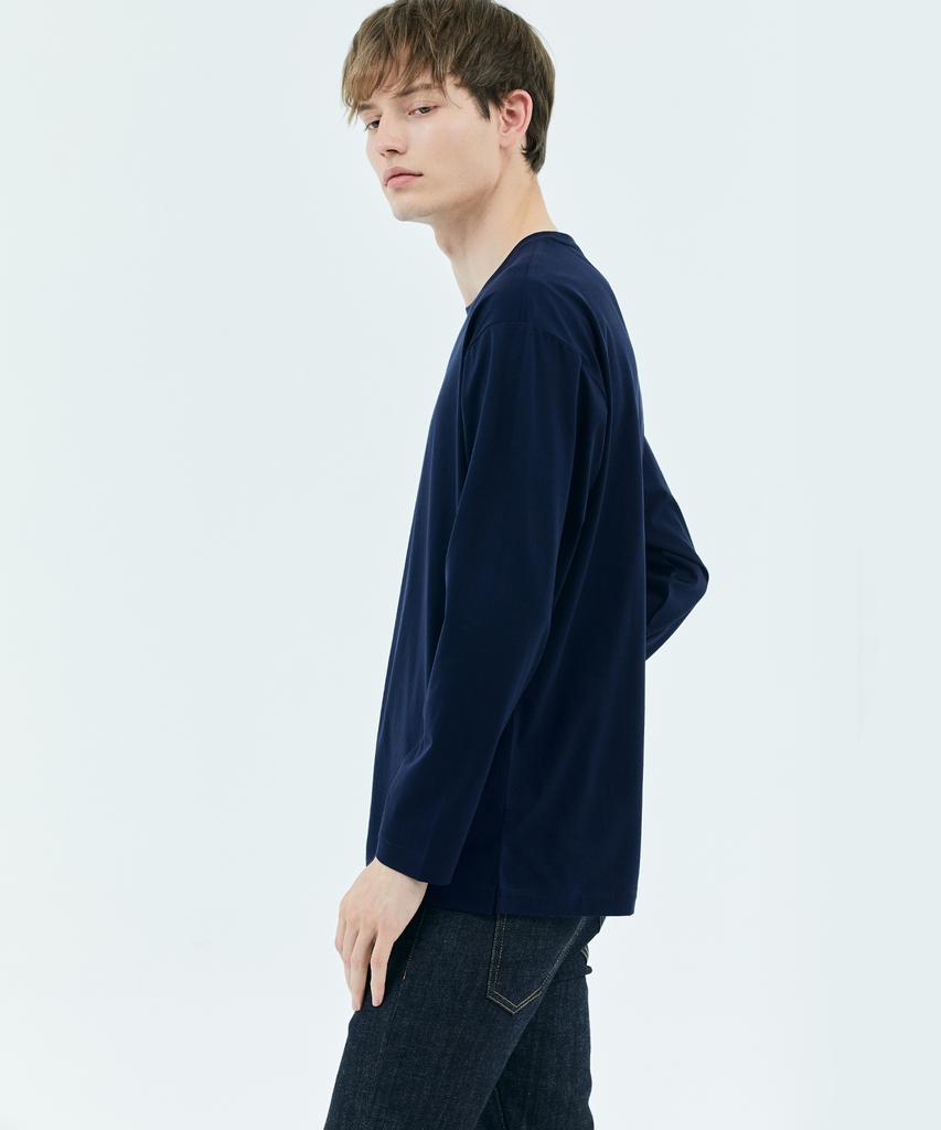 YJACK M_Signature Loose & Relaxed Fit Long Sleeve T-Shirt (180Gsm) Kmjt002L (B Type)