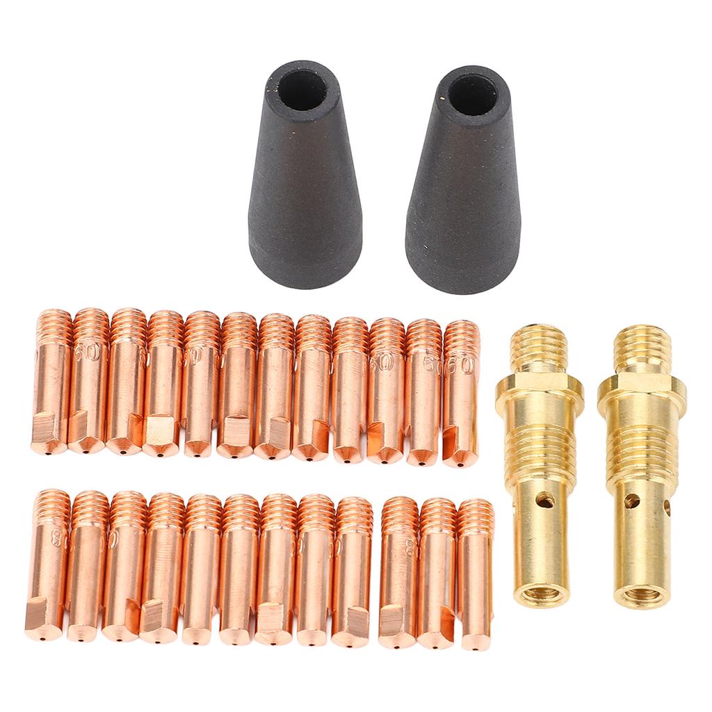 28 Pcs Set Flux Core Gasless Nozzle Brass Gas Diffuser and 0.031in 0.035in Tips for Magnum 100L