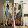 Artistic Cat Print Printed Curtain Home Decor Window Treatment Bedroom Kitchen Living Room Curtains Made Of Polyester With Rod Pocket Great