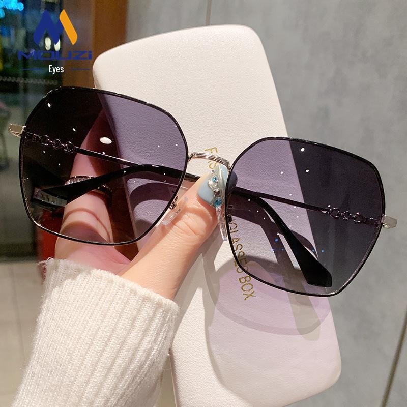 Korean-Style Women's Polarized Sunglasses: Street Chic, UV Protection, Retro Large Frame, Perfect for a Round Face