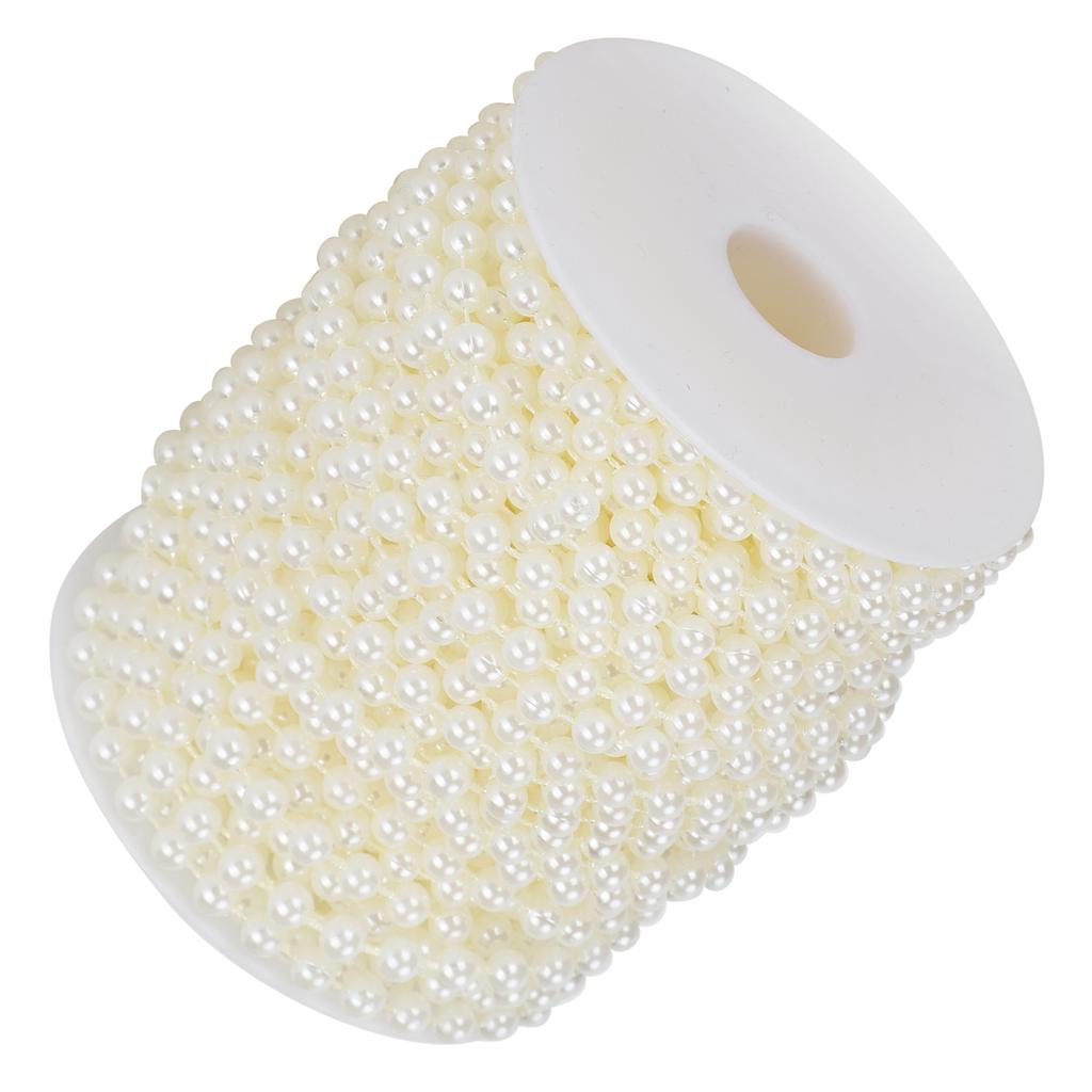 Faux Pearl Bead Garland String Round DIY Decoration Craft Clothing Accessories 6mm 25Meter RollBeige