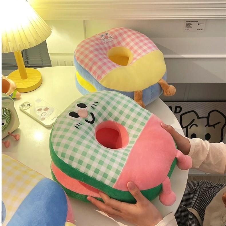 Dopamine Lattice Emoticon Pattern Neck Pillow Plush Toy Office Rest Prop Gift