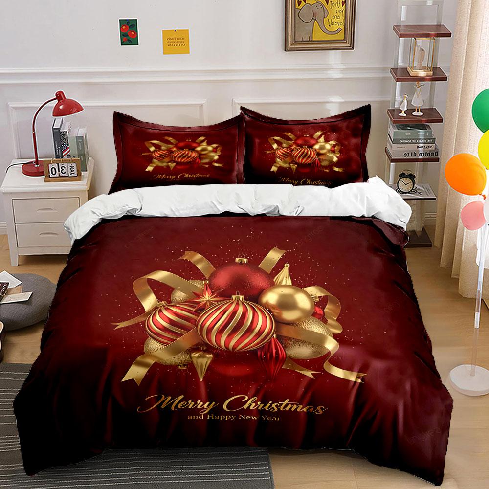 Christmas Ornament Gift Set Bedding Duvet Cover Set Duvet Cover Pillowcases (1*Duvet Cover 2*Pillowcases, Without Duvet Insert)