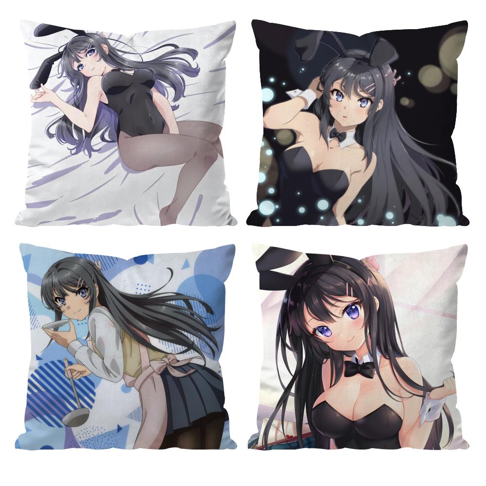 Mai S-Sakurajima Anime Cushion Cover Pattern Printed Pillowcase for Living Room Sofa Cushion Cover & Bedroom Decor