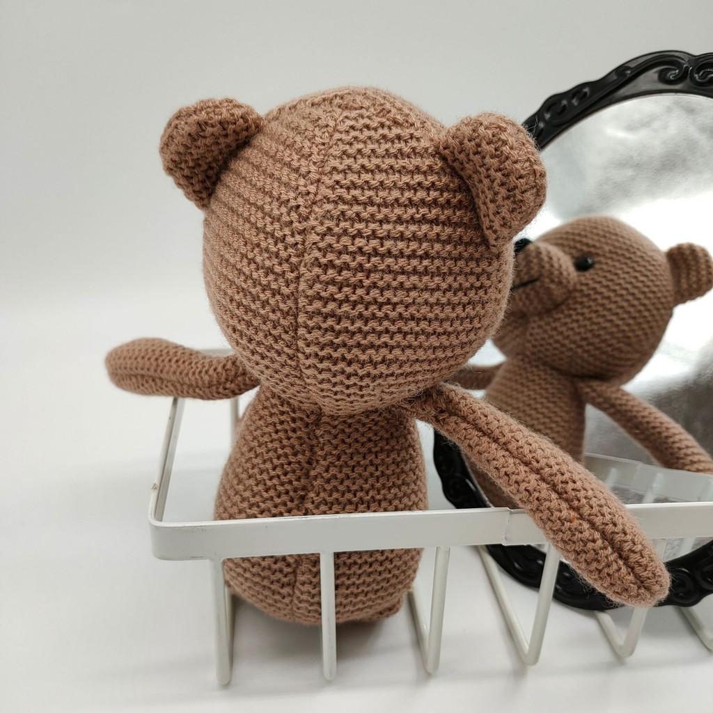 Children Knit Handmade Bear Soft Plush Animal Toy Playroom Decor Birthday Gift