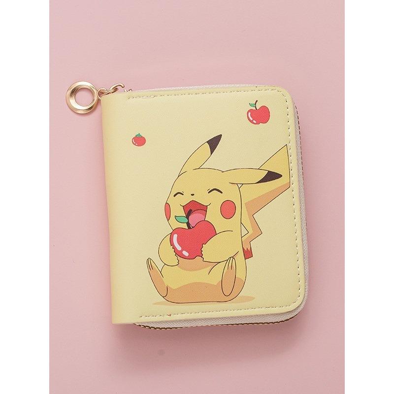 Fashion Pikachu Cute Printed Change Bag Cartoon Anime Schoolgirl Short Zipper Small Wallet Portable