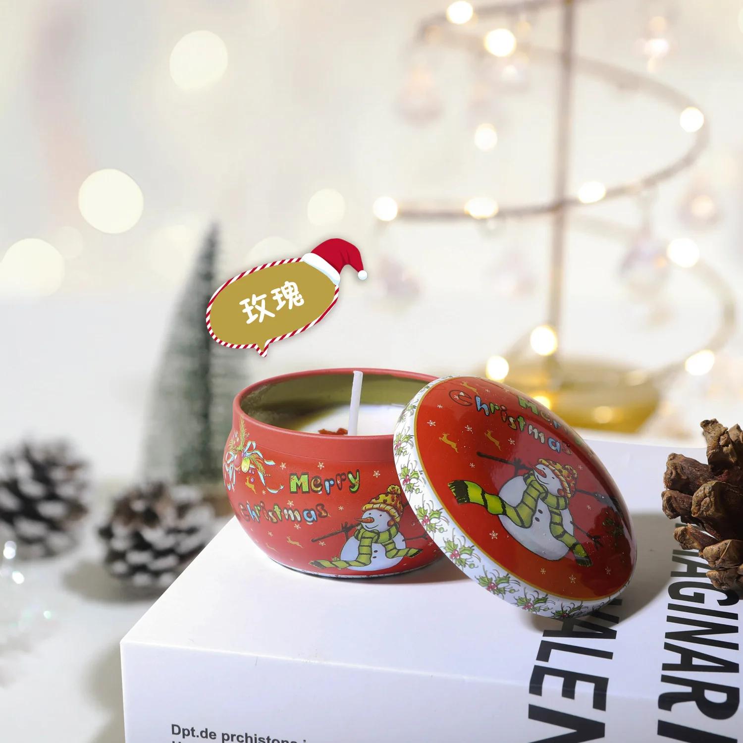 

Xmas Creative Aromatherapy Candle: Large-bellied Jar Home Fragrance Birth Date Gift Round Tiny Iron Box Souvenir Present ярко-розовый