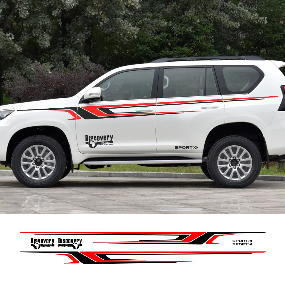 2PCS Sport Car Door Waist Lines Stripes Vinyl Decal For Toyota Prado Land Cruiser Auto Body Door Side Decor Stickers Accessories