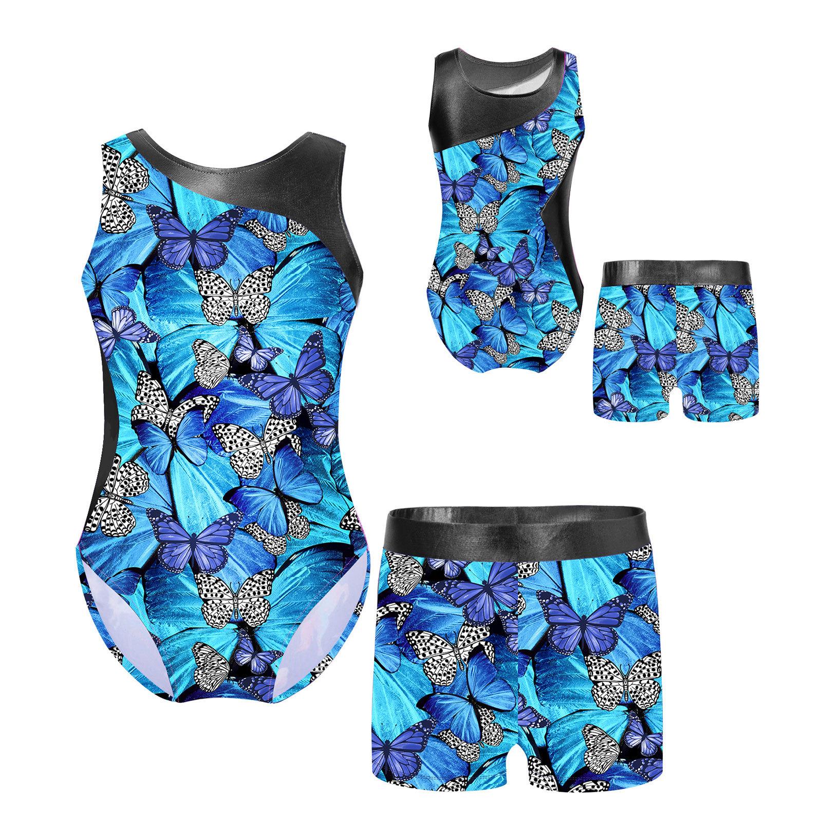 

Детский гимнастический трико для девочек, спортивный комбинезон без рукавов для танцев, комбинезон для фитнеса, костюм для фитнеса 5-6 Years