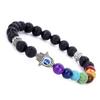 Trending Evil Eye Beaded Volcanic Rock Palm Bracelet