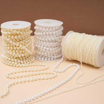 5M Artificial Imitation Pearl Round Beads Chain Wedding Flower Home Decoration DIY Wedding Bridal Bouquet Flower Decor