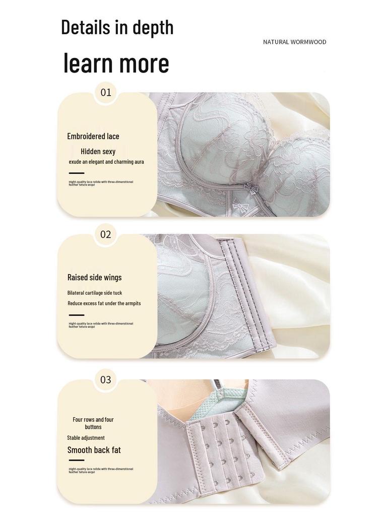 Trådlös W-formad Halvmåne Anti-hängning BH: Lyft & Stöd med Spets Justerbar Design