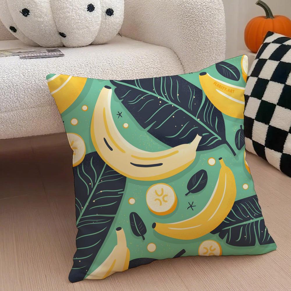 Pastoral Simple Handdrawn Banana Cushion Cover Throw Pillow Cover Hidden Button Durable Polyester Chair Cushion