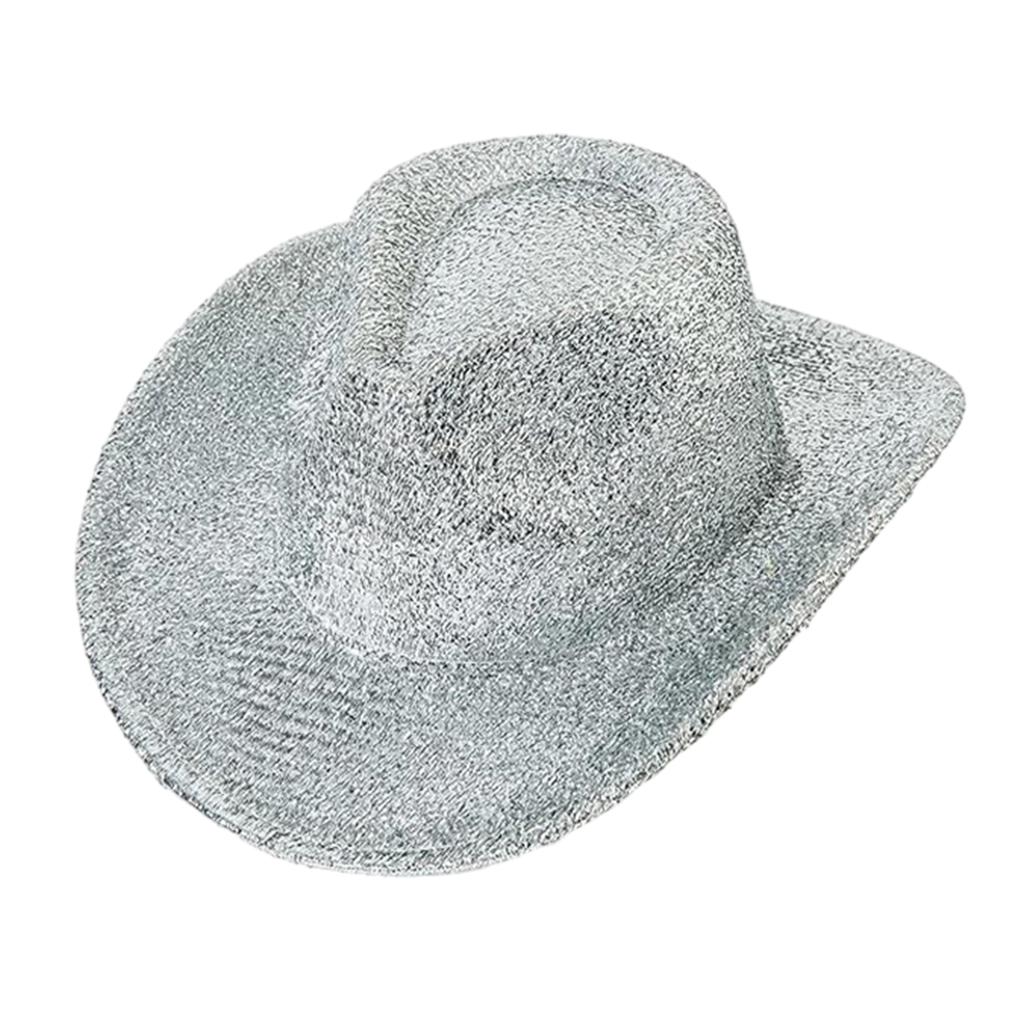 Funny Party Hats Cowgirl Hat Glitter Trims Ladies Cowboy Hats for Womens Metalic Disco Cowgirl Hat Glow Hats