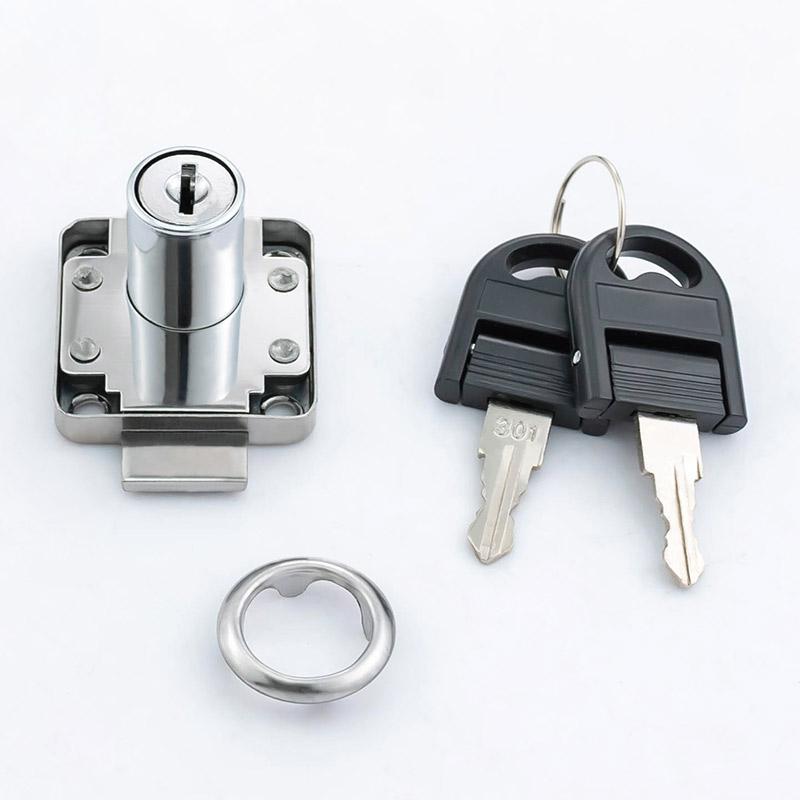 Modern Zinc Alloy Drawer Lock 138-22 Iron Cam Lock with Two Plastic Keys for Office Cabinet Doors Furniture Lock