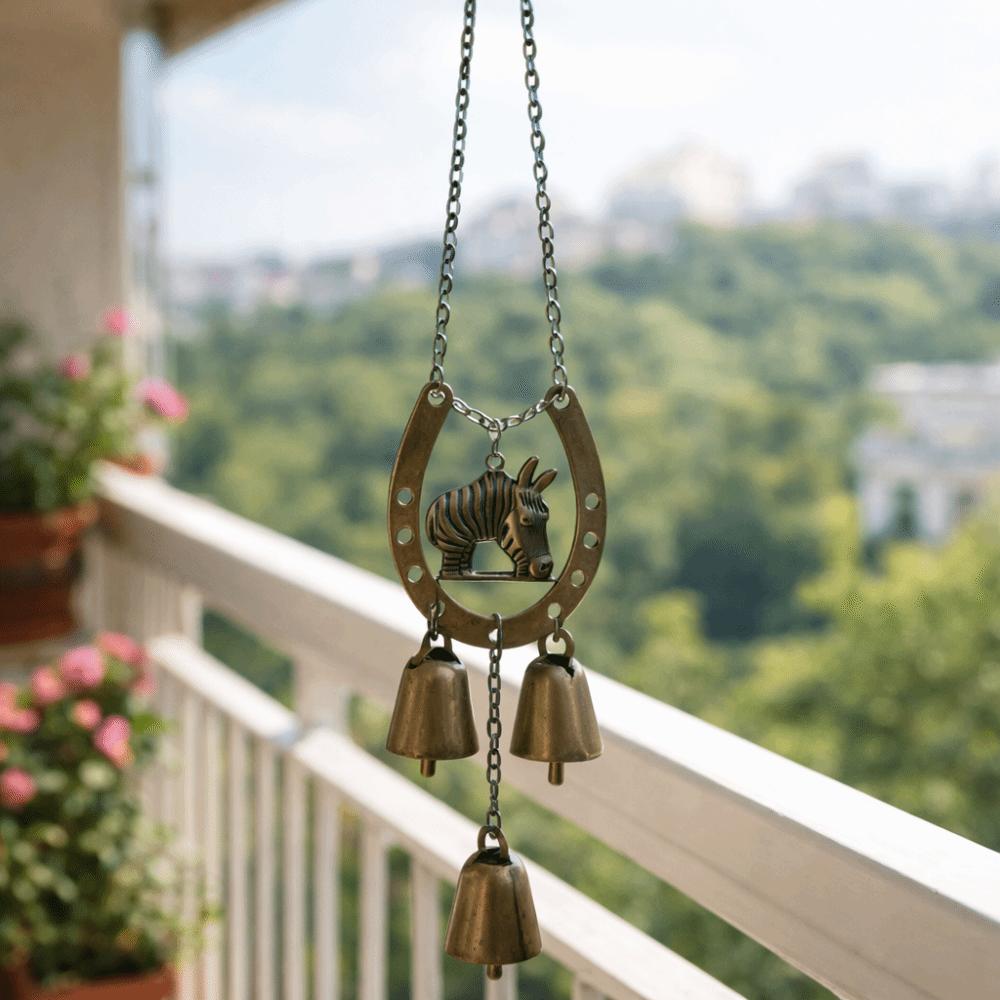 Wisiorek z kopyta szczęśliwego konia Vintage Dekoracyjny Ozdoba do zawieszenia na dziedzińcu Dzwonek wietrzny do zawieszenia Prezent