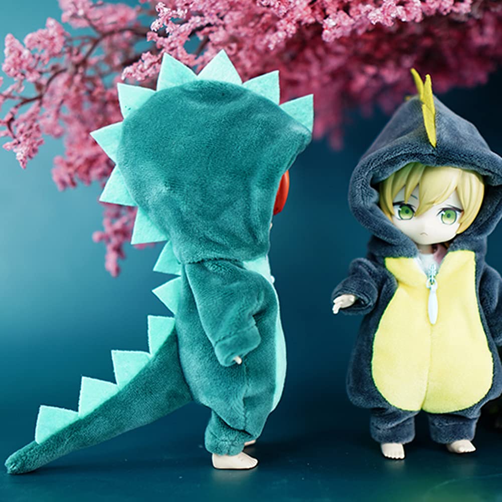 rakulifey OB11 Size Costume, Cute Animal Overalls, Obitsu 11 Clothes, Obitsu 11cm Doll Dinosaur Clothes, 4 Colors, Gift (Dark Green)