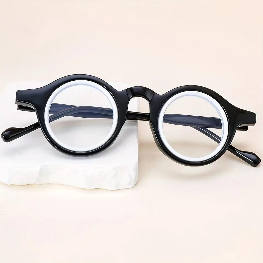 Ladies Anti Blue Light Reading Glasses HD Thick Retro Circular Frame for Middle Aged Elderly Women