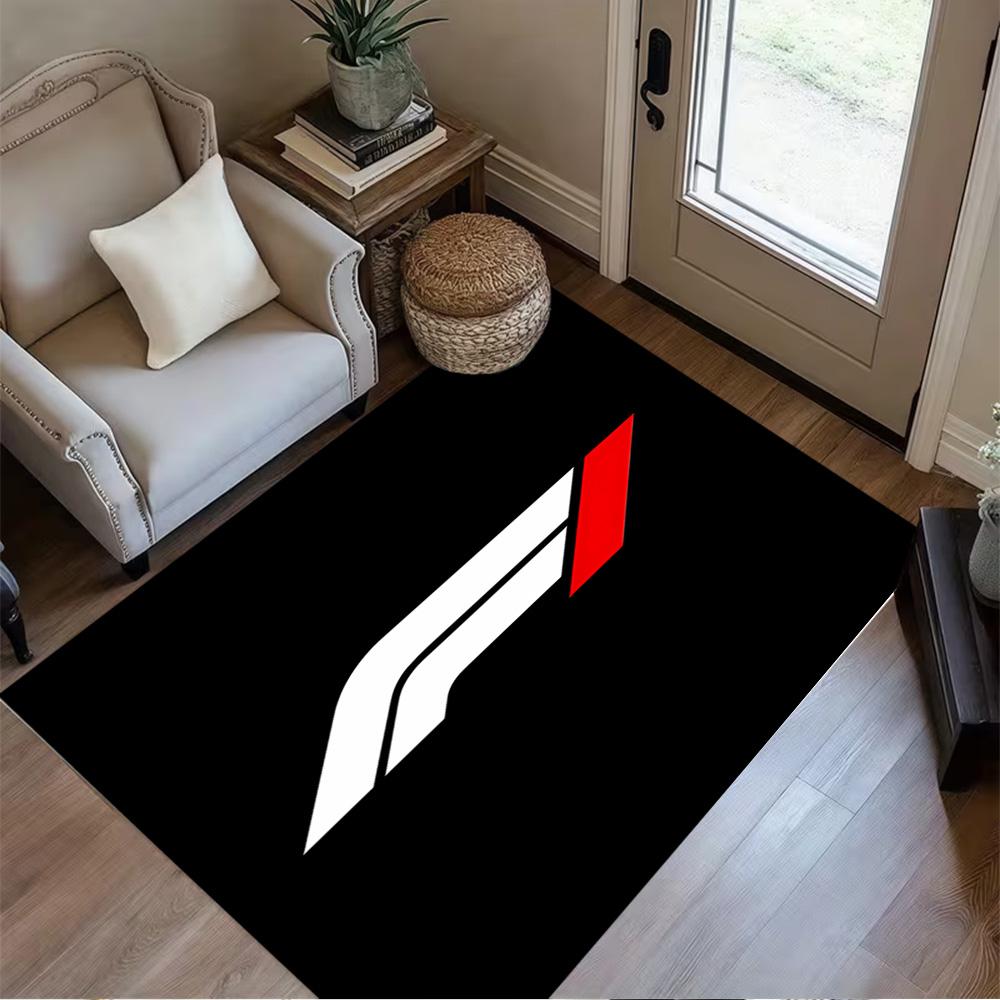 Bold White Logo Design Floor Mat Perfect for Foyer Living Rooms Outdoor Bedrooms Antislip Carpet Office Home Decor Spiritual Gift