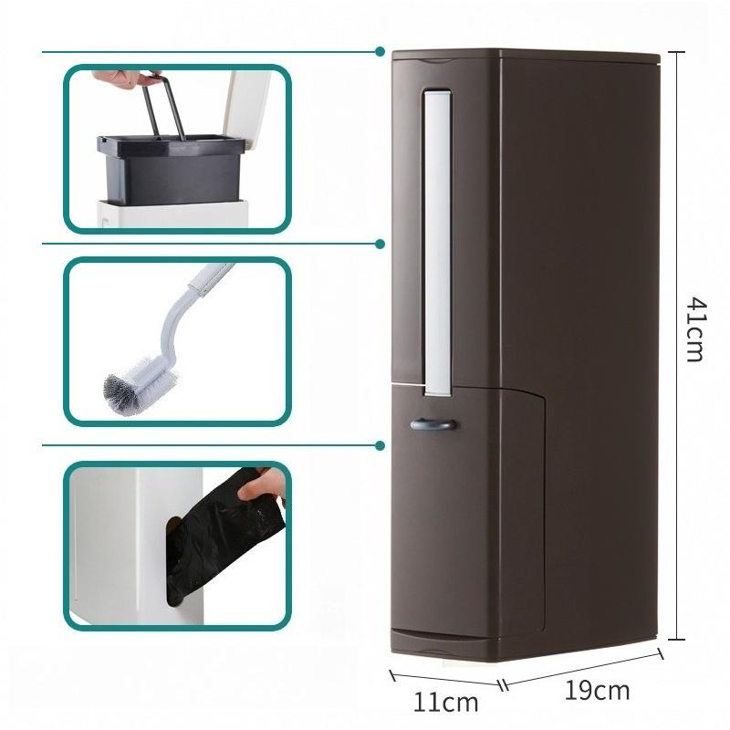

Trash Can + Toilet Brush Bathroom Narrow Space Trash Can Toilet Brush Set