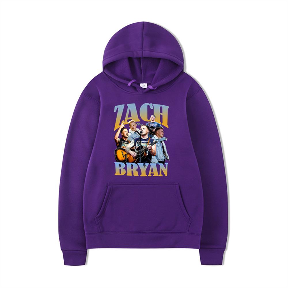 Zach Bryan Hoodie – Unisex Black Fleece Lined Sweatshirt, Text & Vintage Guitar Collage Print, Country Music Fan Streetwear Pullover