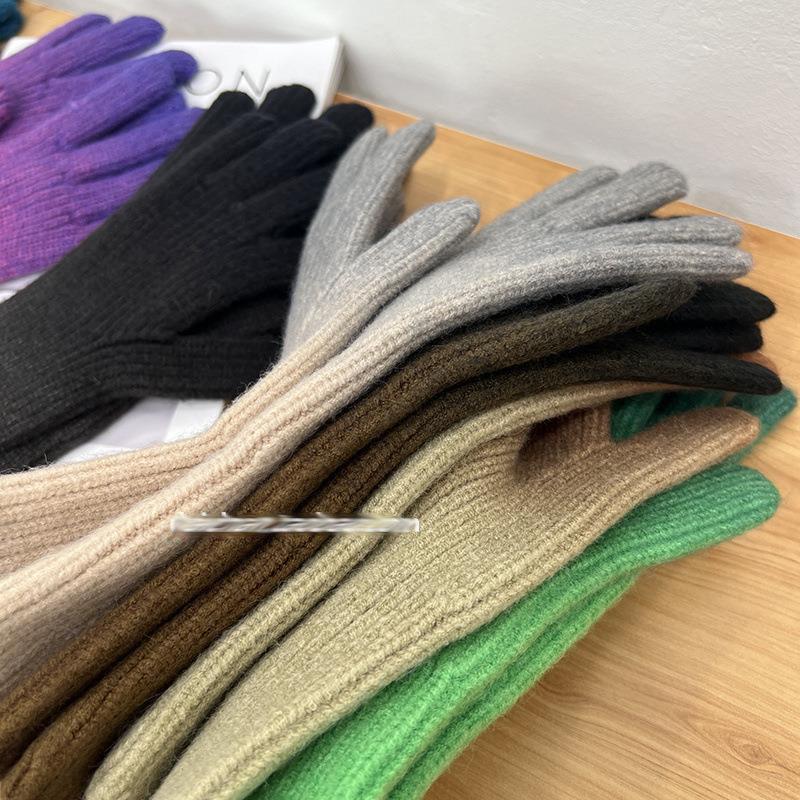 Nuovo Design Versatile ed Elegante con un Lungo Colore Sfumato Maglia Mista Lana Dita Separate Autunno e Inverno Guanti a Cinque Dita da Donna
