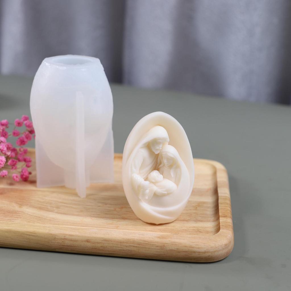 Nativity Candle Molds 3D Nativity Jesus Family Shape Mould Easy Release Heat-Resistant Candle Molds For Aromatherapy Wax Fondant