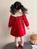 Spring Lace Collar Dress for Girls - Bow Embroidered Princess Skirt