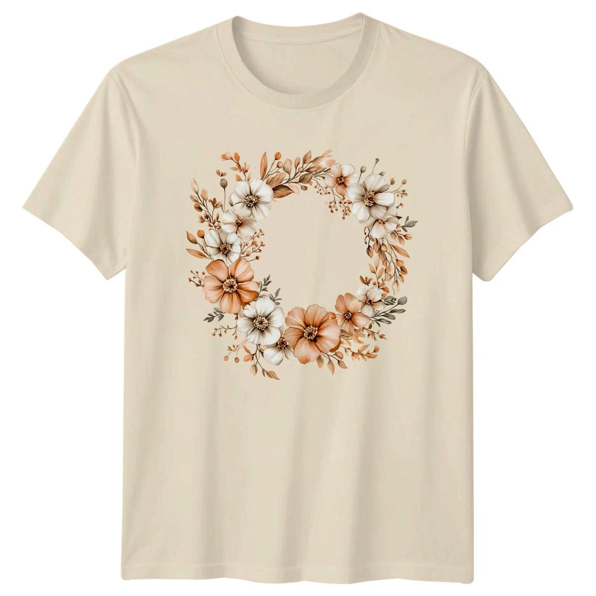 Elegant Watercolor Autumn Floral T-Shirt Watercolor Floral Botanical XS