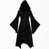 Gothic Vampire Dress for Women Halloween Cosplay Costume Vintage Hooded Renaissance Long Dress