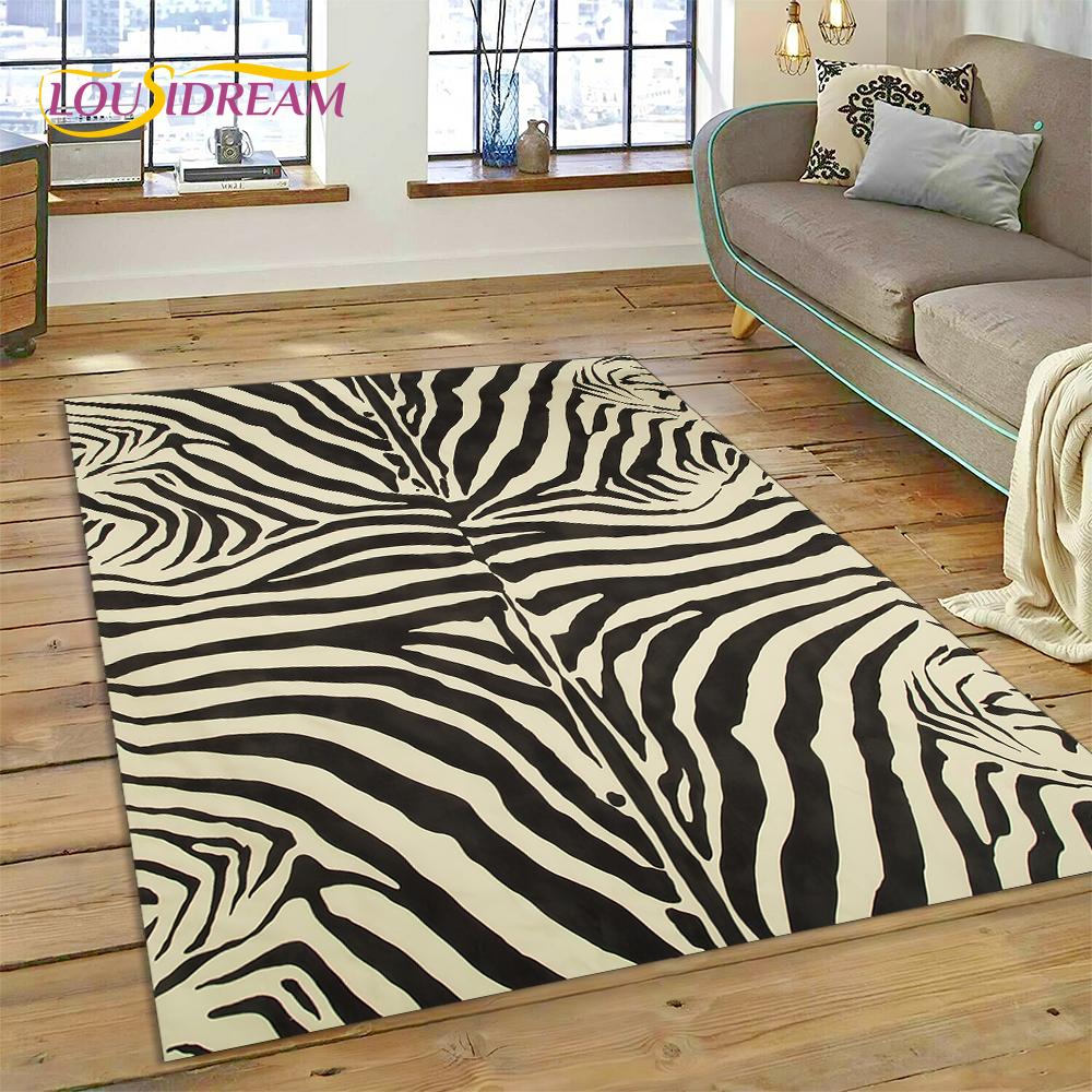 Colorful Zebra Stripe Leopard Tiger Print Pattern Rug Carpet for Living Room Bedroom Decor,Non-slip Decoration for Sofa Doormat