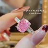 Vintage Open Ring with Pink Diamond and Blue Spinel Cushion Cut High Carbon Elegant Women Jewelry