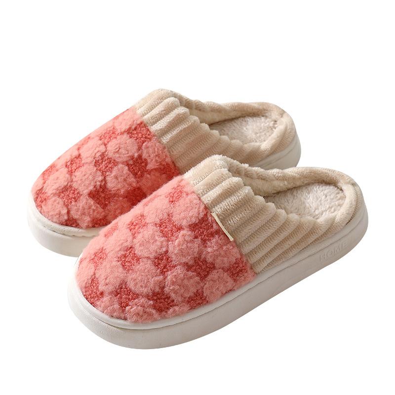 Winter wear non-slip fluffy slippers cotton mop thickened warm indoor cotton slippers