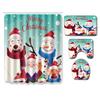 Christmas Shower Curtain Floor Mat Combination Four-Piece Set Bathroom Toilet Carpet Shower Room Mat Foot Mat