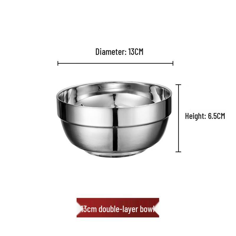SuLi 304 Stainless Steel Double-Layer Anti-Scald Bowl