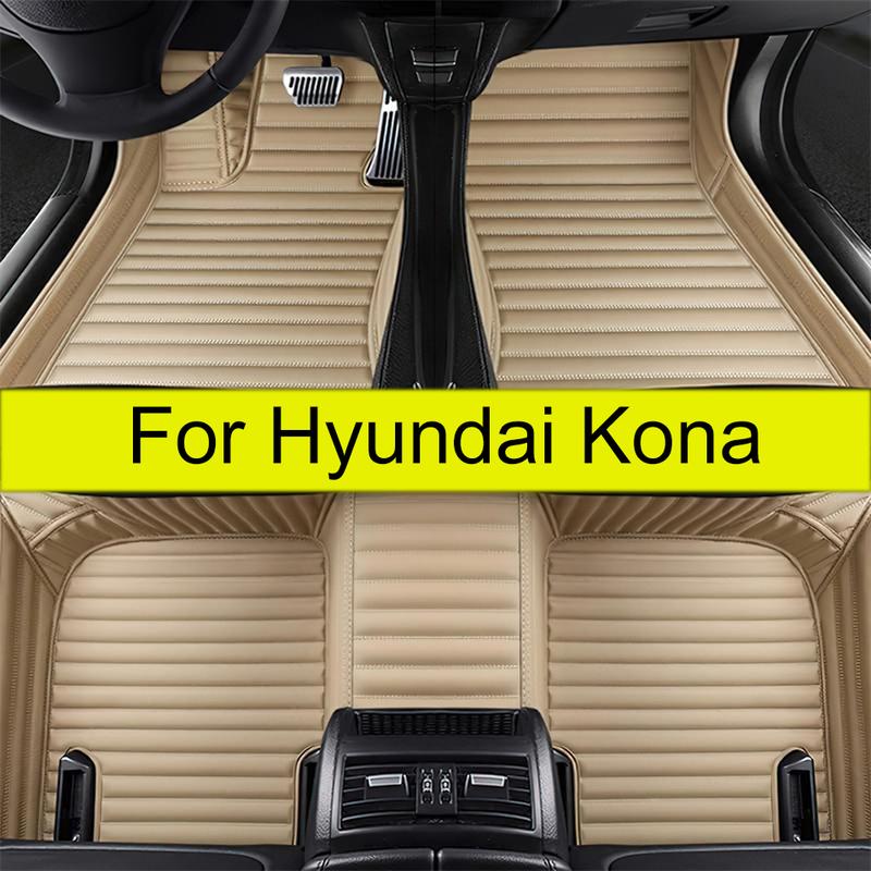 Car Mats Floor For Hyundai Kona Electric OS 2018 Anti Dirt Protective Carpets Leather Mats Car Accessoriess