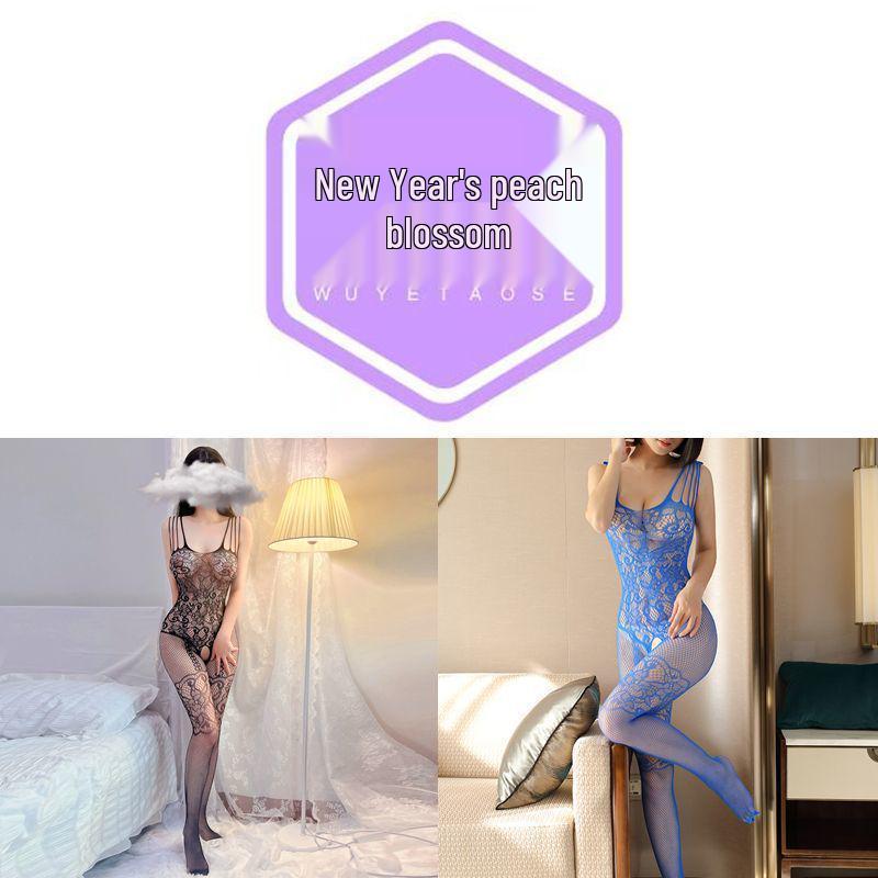 Červený Zvěrokruh Sexy Bez Ramínek Síťovaný Body s Otevřeným Rozkrokem & Odnímatelnými Síťovanými Punčochami