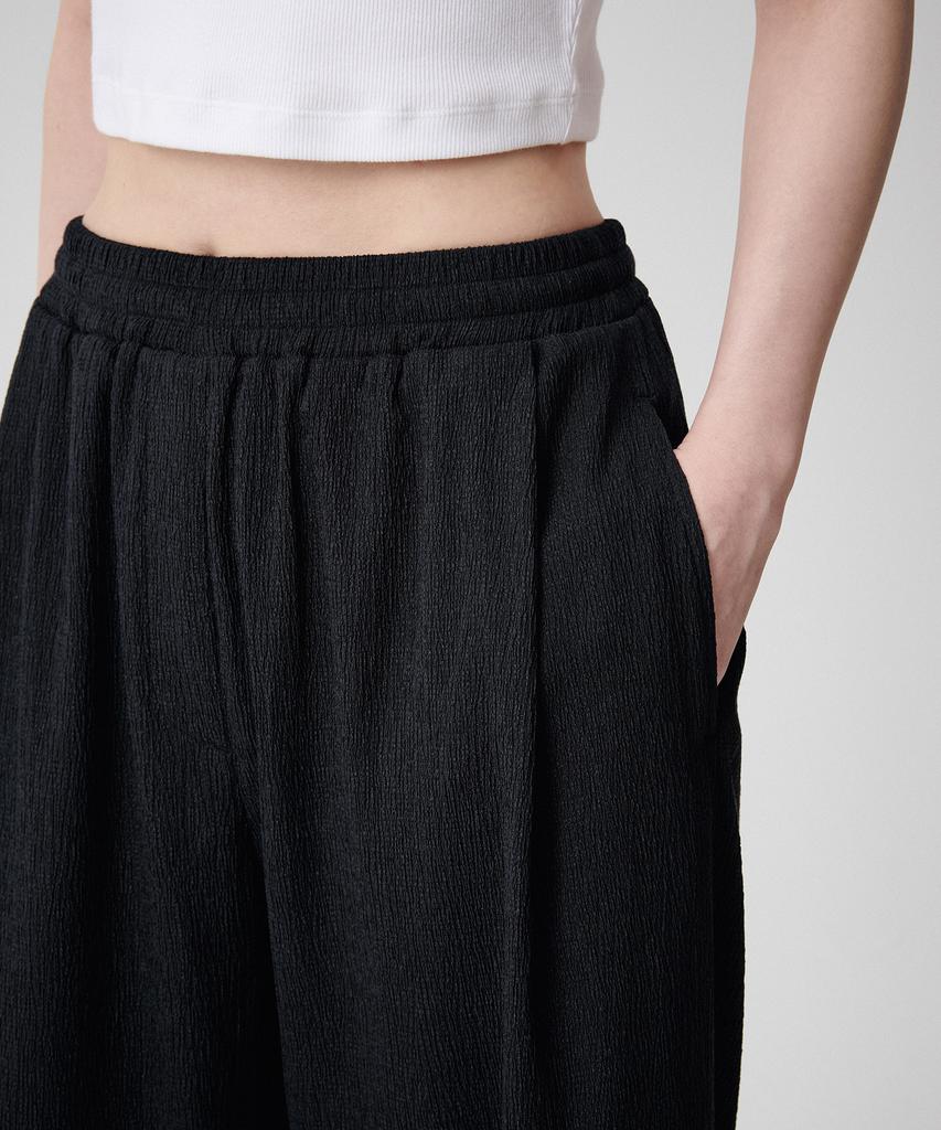 MUSINSA STANDARD WOMAN Women'S Crinkle Wide Lounge Pants [Black]