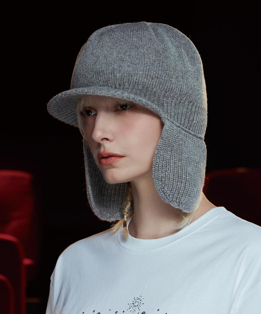 UNALLOYED Wool Knit Trooper Hat / Grey